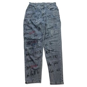 Special A Jeans Upcycled John Lennon Imagine Lyrics Artwear DIY Art Women's 9